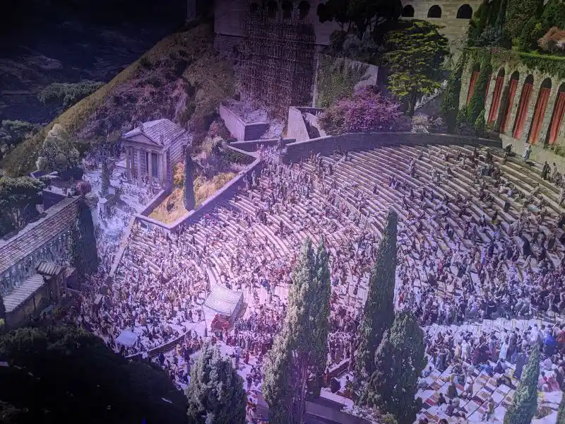 The front side of the theater of the Pergamon site from the panorama located at the Pergamon museum